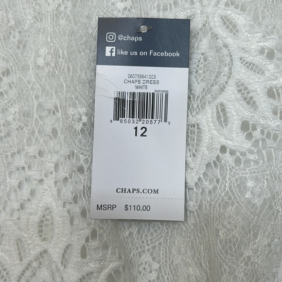 NWT Chaps White Lace Short Sleeve Dress Size 12 - Picture 4 of 10
